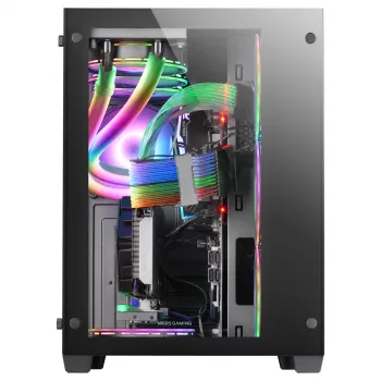 Mars Gaming MCV3 Juoda Custom XXL E-ATX Gaming bokštas priekinis ir šoninis grūdinto stiklo langas dviejų kamerų modulinis rėmas