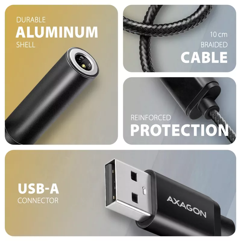 Axagon ADA-HA USB-A į 3,5 mm lizdą Hi-Res DAC garso adapteris, 384 kHz/32 bitų, stereofoninis