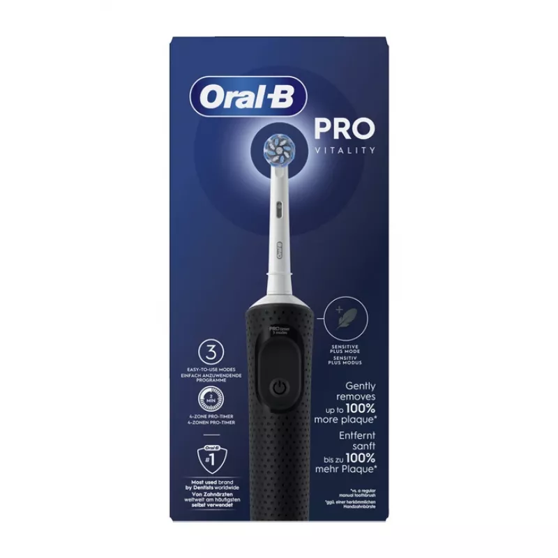 Elektrinis dantų šepetėlis BRAUN Oral‑B Vitality Pro — Rotuojantis/Osciliuojantis, Juodas