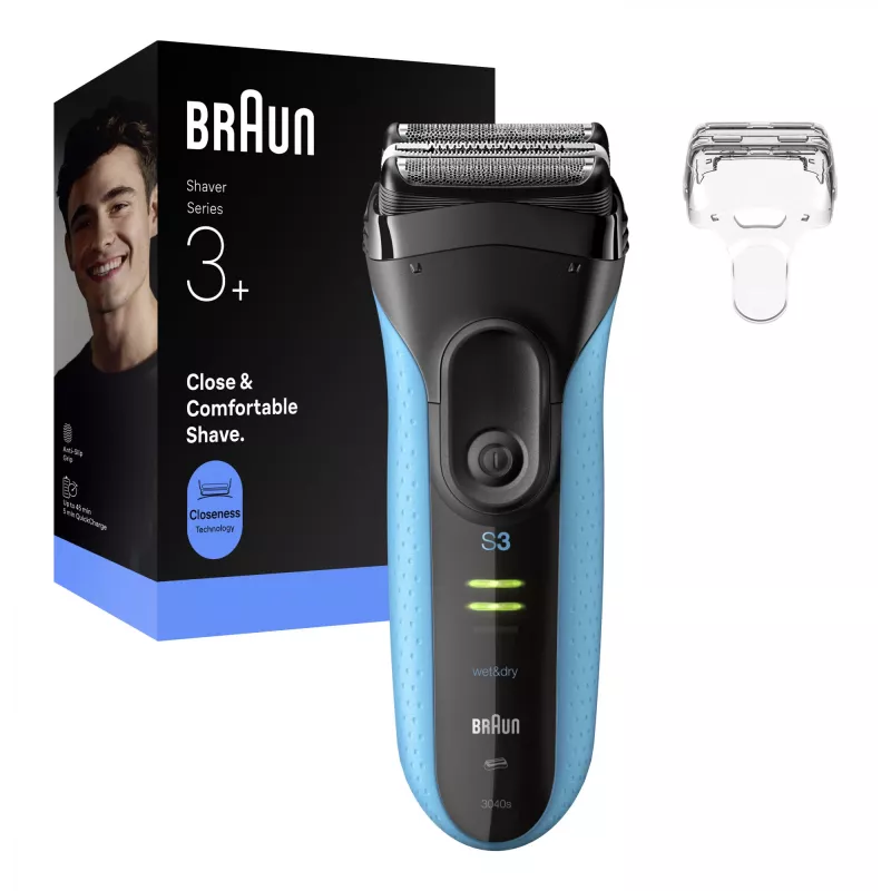 Elektrinė barzdaskutė BRAUN Series 3 3040 įkraunama juoda/mėlyna, modelis 3040