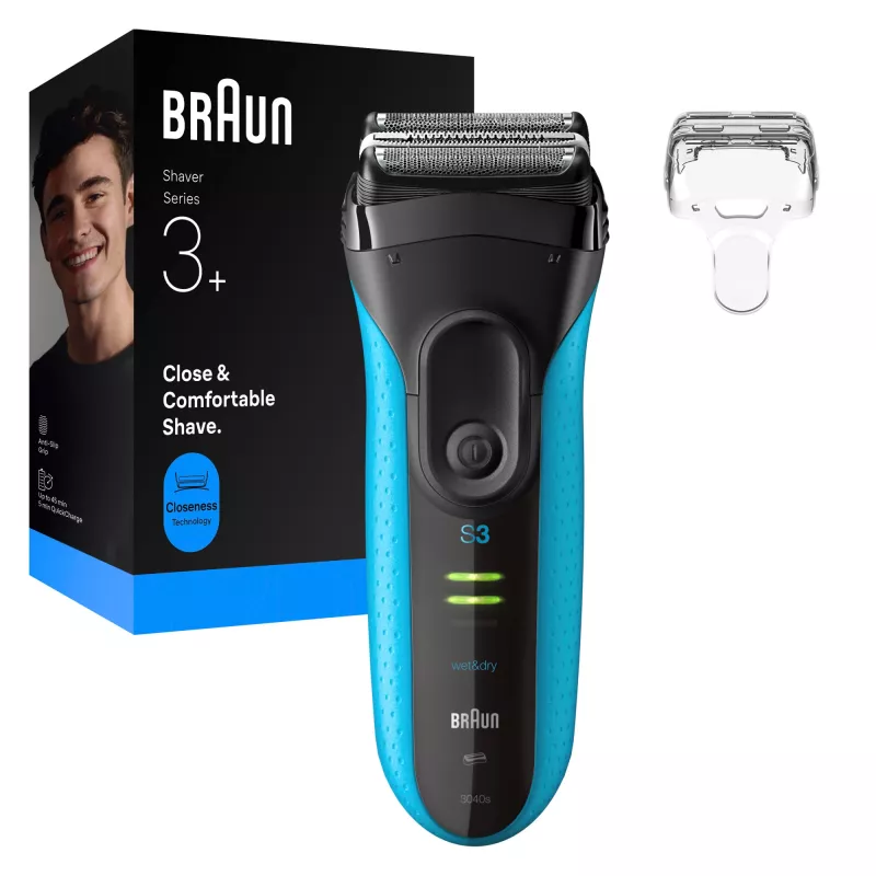 Elektrinė barzdaskutė BRAUN Series 3 3040 įkraunama juoda/mėlyna, modelis 3040