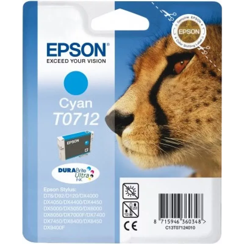 Epson Cheetah vienetinė pakuotė žalsvai mėlynas T0712 DURABrite Ultra rašalas