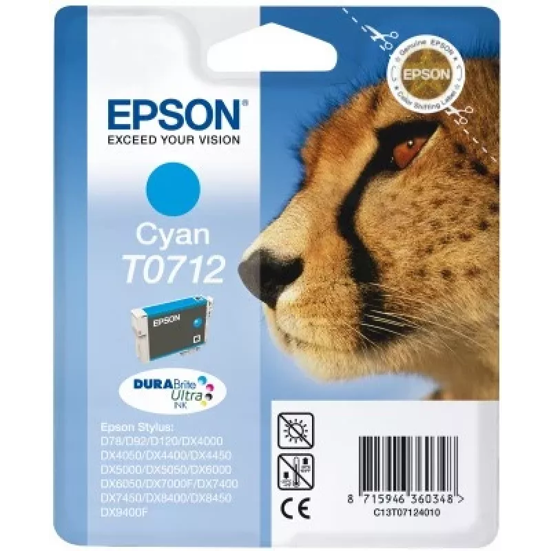 Epson Cheetah vienetinė pakuotė žalsvai mėlynas T0712 DURABrite Ultra rašalas