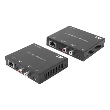 Garso ilgintuvo rinkinys ACT AC7710 — skaitmeninis / analoginis per Cat5e/Cat6 su DAC, TOSLINK įv./išv., iki 300 m, maitinamas 5V USB