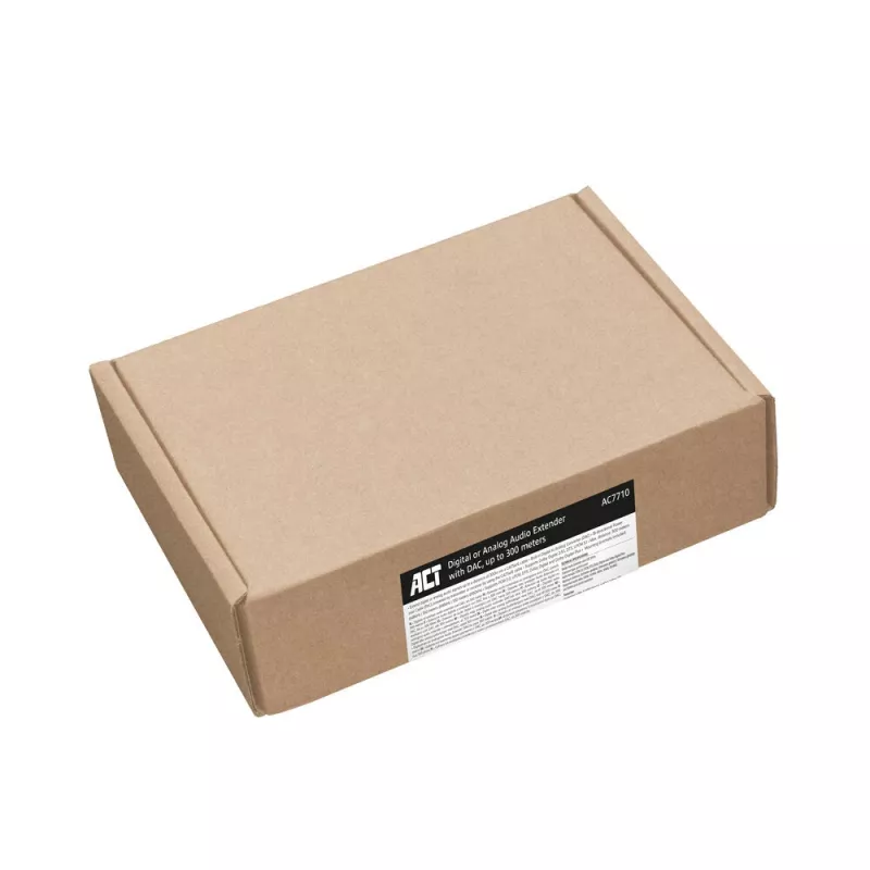 Garso ilgintuvo rinkinys ACT AC7710 — skaitmeninis / analoginis per Cat5e/Cat6 su DAC, TOSLINK įv./išv., iki 300 m, maitinamas 5V USB
