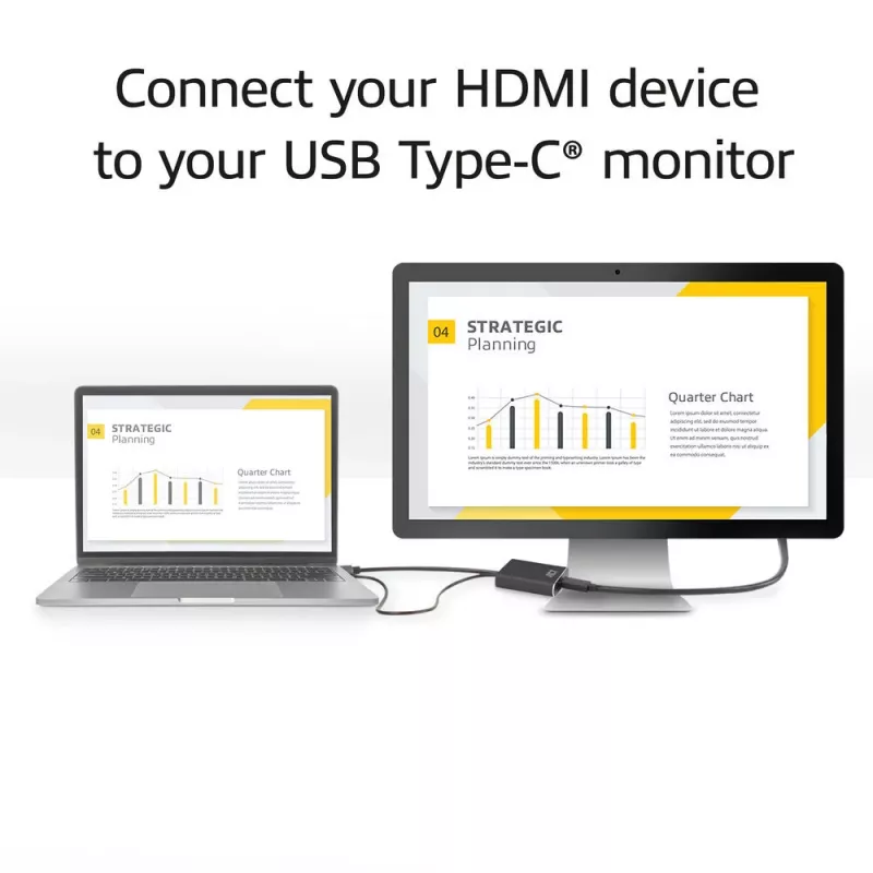 ACT HDMI į USB Type-C moteriška adapterė, 4K@60Hz. Kabelio ilgis: 0,25 m, Jungtis 1: USB Type-C, Jungtis 2: HDMI + USB. Kiekis pakuotėje: 1 vnt.