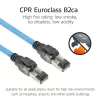 ACT mėlynas 20 metrų S/FTP CAT6A B2ca PoE++ 100W vientisas gamykliškai užbaigtas montavimo kabelis, RJ45 kištukas – kištukas