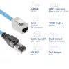 ACT mėlynas 40 metrų S/FTP CAT6A B2ca PoE++ 100W vientisas prefabrikuotas montavimo kabelis, RJ45 kištukas – lizdas