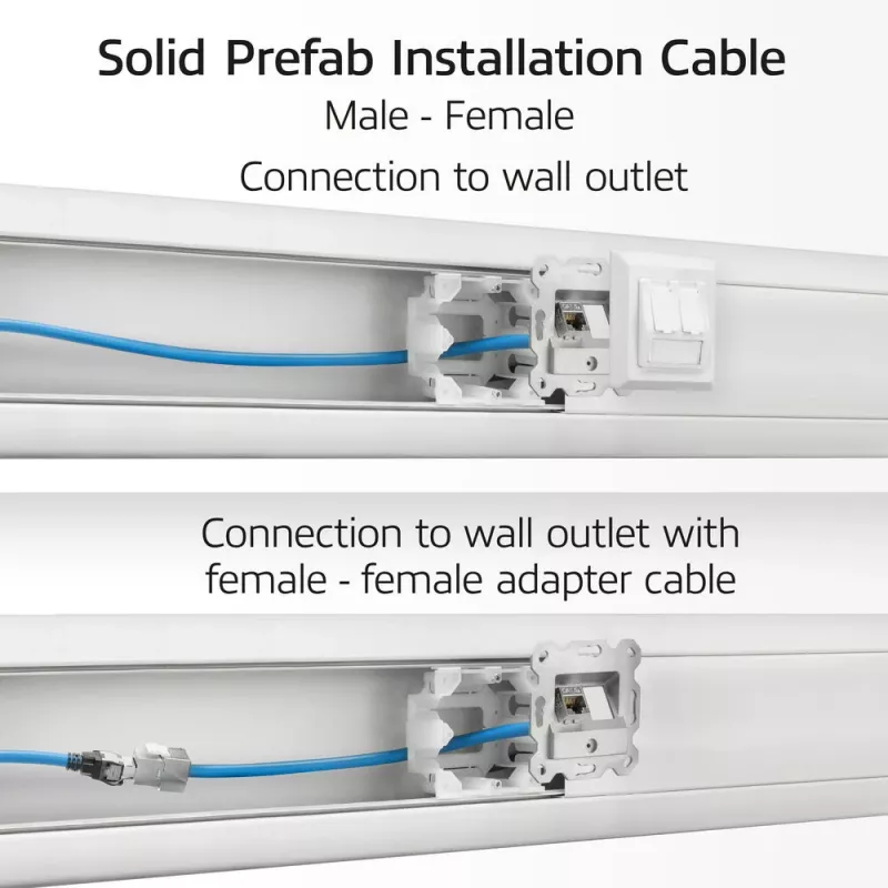 ACT mėlynas 40 metrų S/FTP CAT6A B2ca PoE++ 100W vientisas prefabrikuotas montavimo kabelis, RJ45 kištukas – lizdas