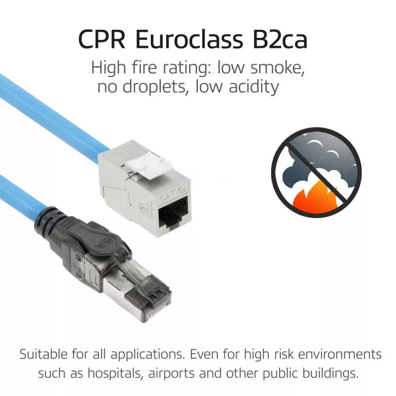 ACT CAT6A S/FTP B2ca PoE++ 100W tvirta surenkamoji instaliacinė kabelinė sistema su RJ45 kištuku–lizdu, 75 m (FB0175)
