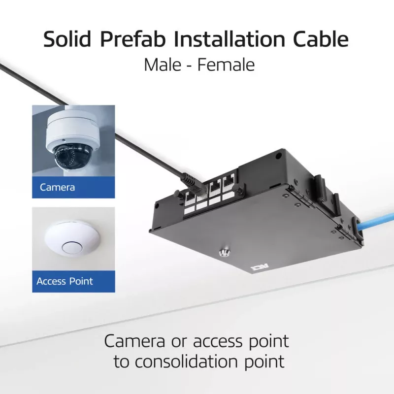 ACT CAT6A S/FTP B2ca PoE++ 100W tvirta surenkamoji instaliacinė kabelinė sistema su RJ45 kištuku–lizdu, 75 m (FB0175)