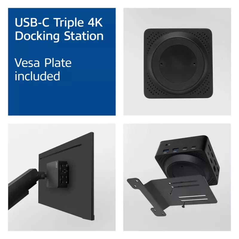 ACT universali USB-C prijungimo stotelė 4K, skirta 3 HDMI/DisplayPort monitoriams, DisplayLink