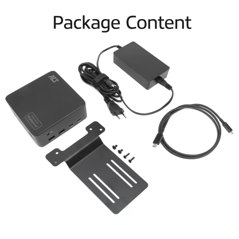 ACT universali USB-C prijungimo stotelė 4K, skirta 3 HDMI/DisplayPort monitoriams, DisplayLink