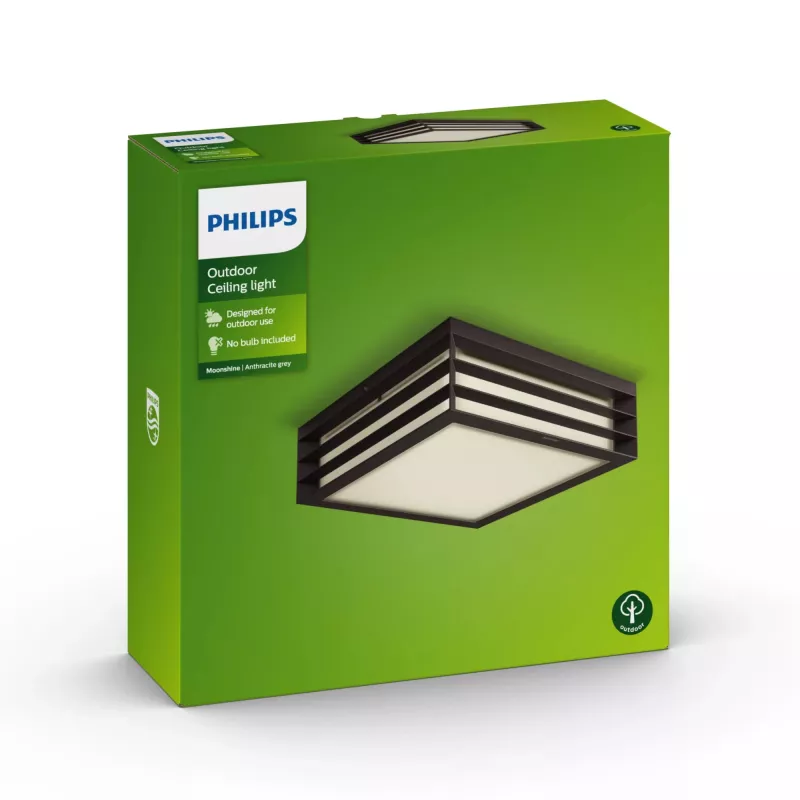 Philips myGarden Moonshine lubinis šviestuvas 28W E27 be lempučių, lauko sieninis apšvietimas, antracito spalva, aliuminis, sintetika, IP44, sodas, terasa, II