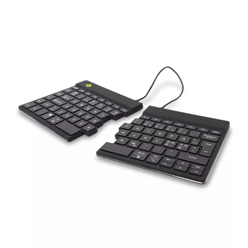 R-Go Tools ergonominė klaviatūra R-Go Split Break su pertraukų programine įranga, ergonomiškai atskirta klaviatūra, QWERTY (ŠIAURĖS ŠALYS), Bluetooth, juoda