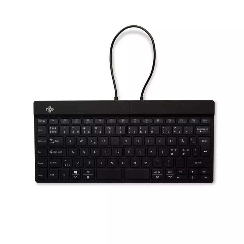 R-Go Tools ergonominė klaviatūra R-Go Split Break su pertraukų programine įranga, ergonomiškai atskirta klaviatūra, QWERTY (ŠIAURĖS ŠALYS), Bluetooth, juoda