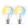 “WiZ Bulb 60W A60 E27 x2, Smart bulb, Wi-Fi/Bluetooth, White, Wi-Fi 4 (802.11n), 802.11b, 802.11g, LED, E27”