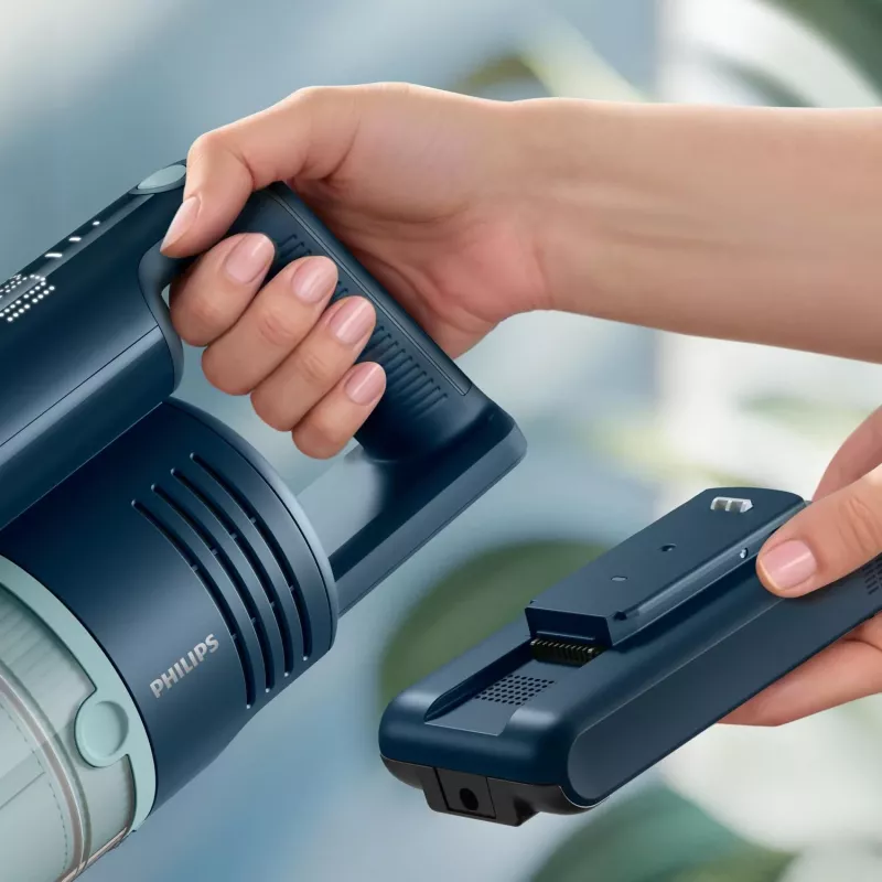 Stick vacuum Philips XC5242/10 — maitinamas baterijomis, be maišelio, 0.27 L dulkių talpykla, Li‑Ion 25.2 V, kietoms ir minkštoms grindims (Sage)