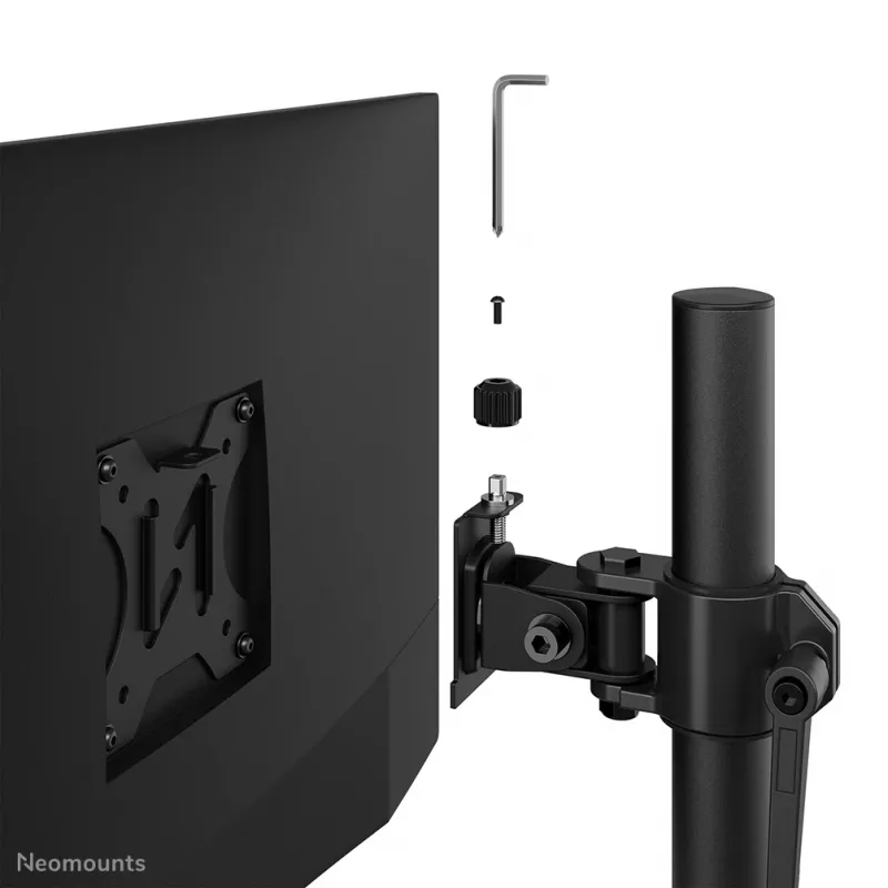 Neomounts DS45-600BL1 vieno monitoriaus stovas 10–32 colių ekranams, VESA 75x75–100x100, maks. 9 kg, pastatomas ant stalo, juodas