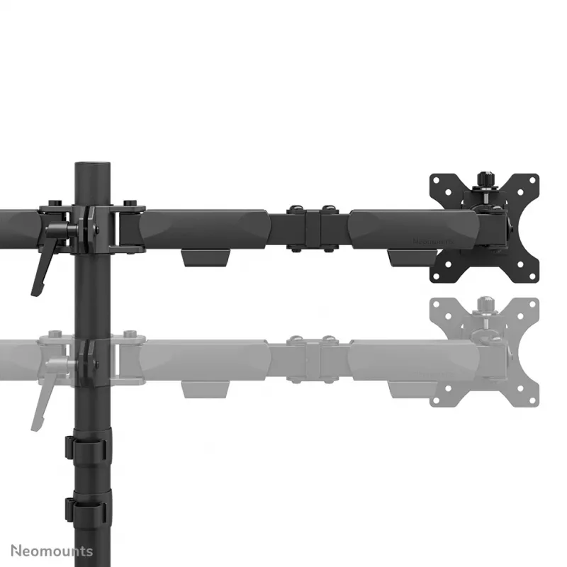 Dvigubas monitoriaus stovas Neomounts DS45-600BL2, skirtas 10–32 colių ekranams, palaiko 2 ekranus, maks. 6 kg, VESA 75x75–100x100, laisvai pastatomas, juodas