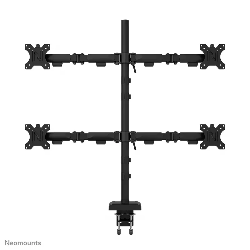 Keturių monitorių laikiklis Neomounts DS60-600BL2-2, 10–32 colių ekranams, VESA 75x75–100x100, maks. apkrova 8 kg, spaustuvas / įvorė, juodas