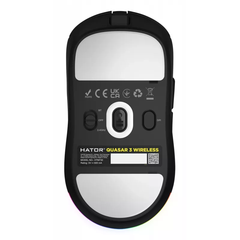 HATOR Quasar 3 Wireless pelė Žaidimų Abiem rankoms tinkama RF belaidė + Bluetooth + USB Type-A Optinė 12000 DPI