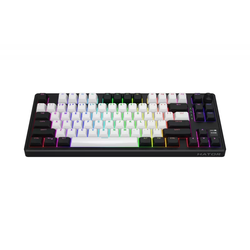 HATOR Skyfall 80 MAG ULTIMA 8K belaidė klaviatūra, skirta žaidimams USB + RF belaidė + Bluetooth QWERTY US English Juoda, Balta