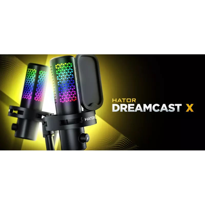 HATOR Dreamcast X, juoda, podkastų mikrofonas, -32 dB, 20 - 16000 Hz, 16 bitų, 96 kHz, 70 dB