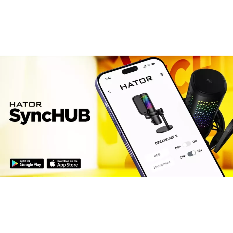 HATOR Dreamcast X, juoda, podkastų mikrofonas, -32 dB, 20 - 16000 Hz, 16 bitų, 96 kHz, 70 dB
