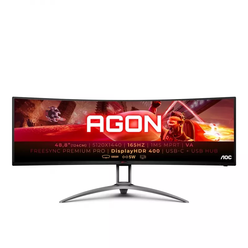 AOC B2 AG493UCX2 kompiuterio monitorius 124 cm (48,8) 5120 x 1440 pikselių Quad HD LED juodas