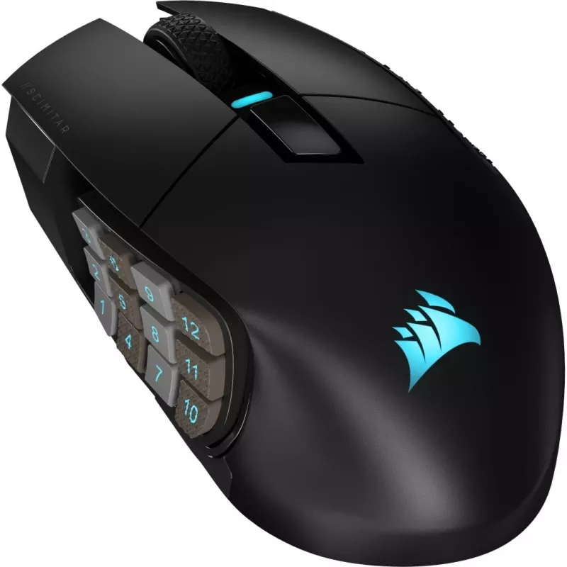 Corsair SCIMITAR ELITE WIRELESS pelė, skirta žaidimams, dešiniarankiams, RF belaidė + Bluetooth + USB Type-C, optinė, 26000 DPI