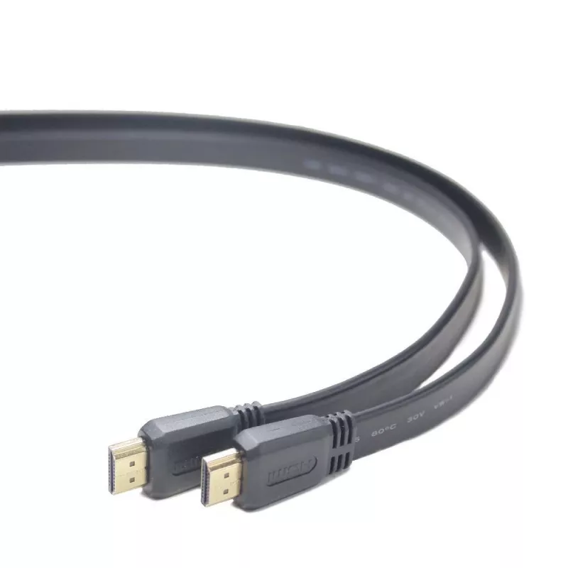 HDMI-HDMI kabelis v2.0 3D TV High Speed Ethernet 1,8 m plokščias (auksinės jungtys)