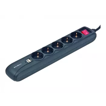Maitinimo ilgintuvas 1,5 m / 5 lizdai + 2 USB SPG5-U2-5 Gembird