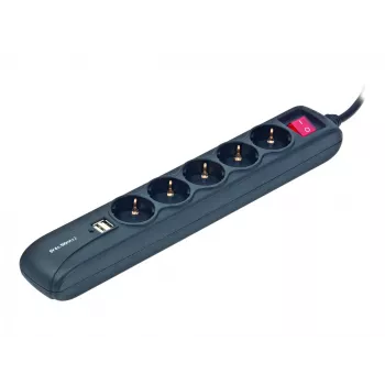 Maitinimo ilgintuvas 1,5 m / 5 lizdai + 2 USB SPG5-U2-5 Gembird