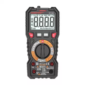 Skaitmeninis multimetras su žibintuvėliu Habotest HT118C, True RMS, NCV, baterijų testavimas