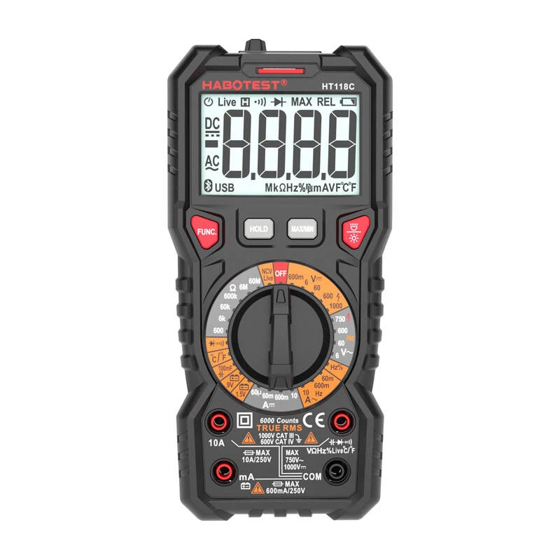 Skaitmeninis multimetras su žibintuvėliu Habotest HT118C, True RMS, NCV, baterijų testavimas