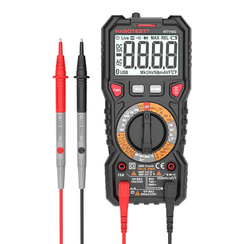 Skaitmeninis multimetras su žibintuvėliu Habotest HT118C, True RMS, NCV, baterijų testavimas