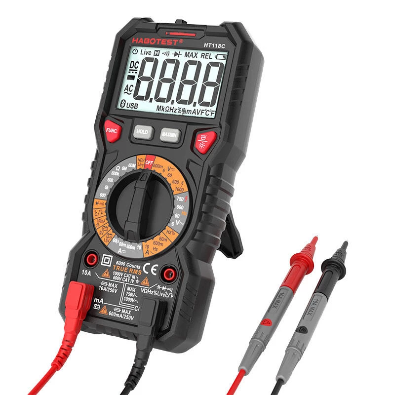 Skaitmeninis multimetras su žibintuvėliu Habotest HT118C, True RMS, NCV, baterijų testavimas