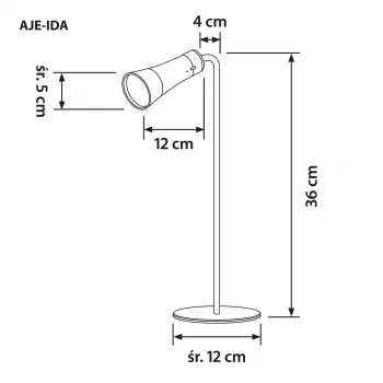 Stalinė lempa ActiveJet AJE-IDA 4IN1 juoda — 12 LED lempučių, 5 W, 4000 K, 1200 mAh baterija, USB-C