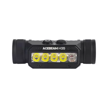 Ant galvos juostos tvirtinamas žibintuvėlis AceBeam H35 — LED priekinis žibintas, maks. 2600 lm, 170 m spindulys, IP68, 18650 3800 mAh, 216 val. veikimo trukmė