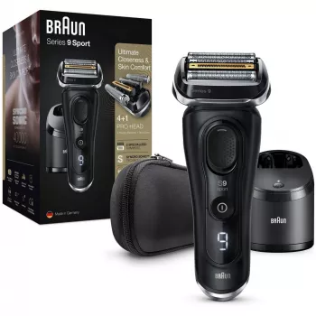 Braun Series 9 9352cc Sport folijos skutimosi mašinėlė ir kirpiklis, juoda ir pilka