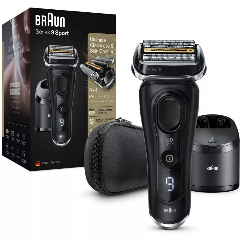 Braun Series 9 9352cc Sport folijos skutimosi mašinėlė ir kirpiklis, juoda ir pilka