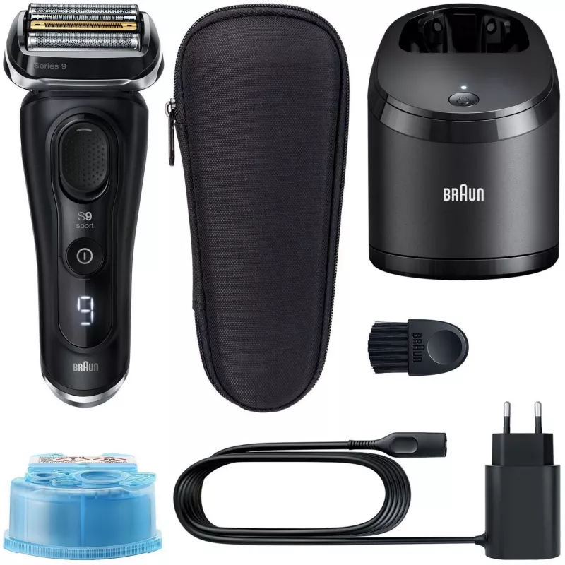 Braun Series 9 9352cc Sport folijos skutimosi mašinėlė ir kirpiklis, juoda ir pilka