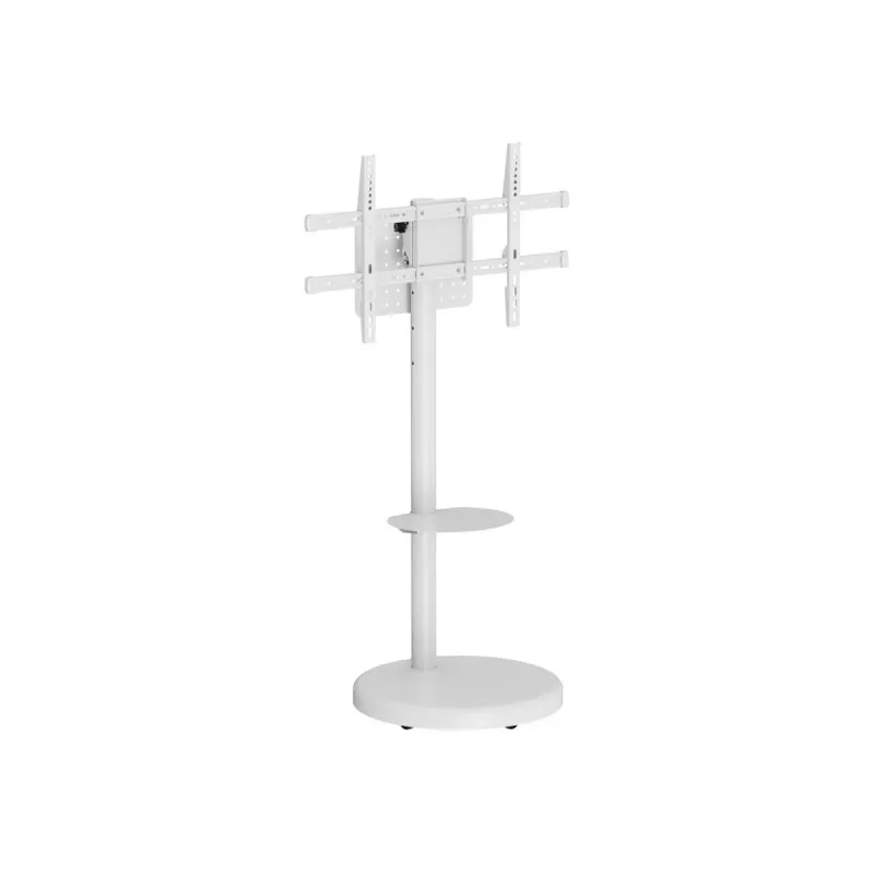 TECHLY Grindinis stovas su vežimėlio lentyna LCD/LED/Plazminiam televizoriui 37-86 colių Baltas