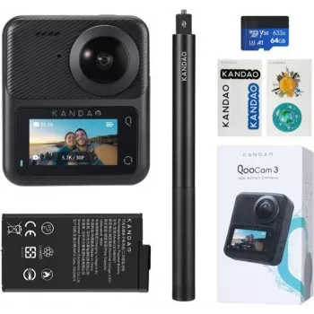 Veiksmo kamera KanDao QooCam 3 Travel Combo — 360° fiksavimas, 4K vaizdo įrašas, 3D palaikymas