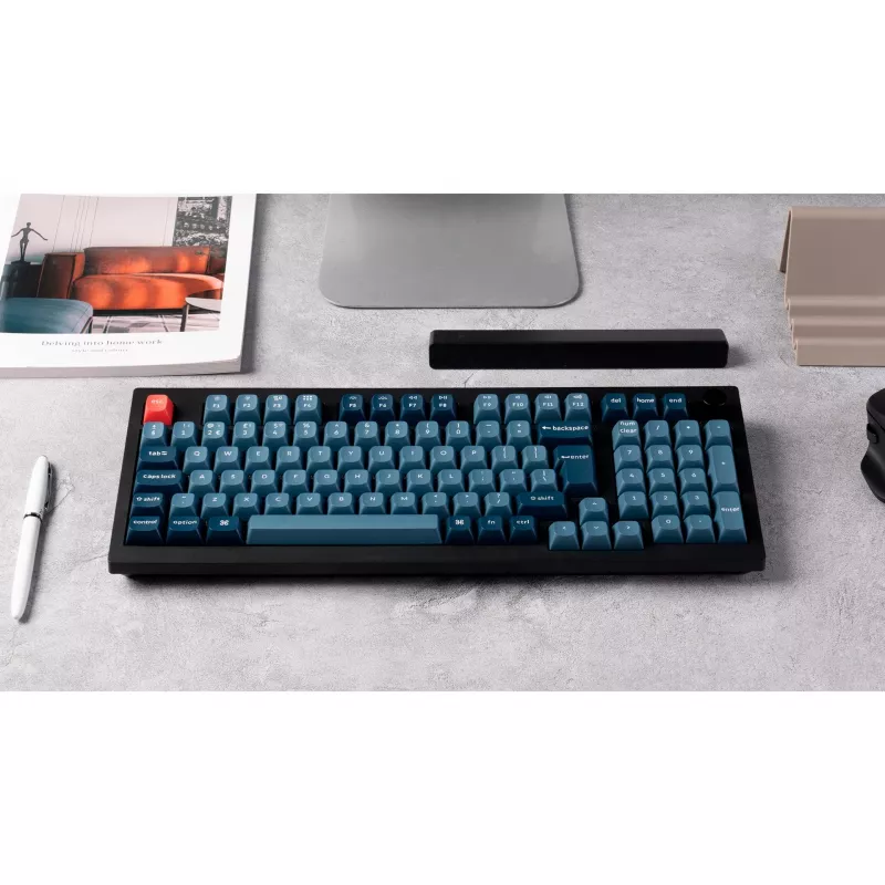 V5 Max, žaidimų klaviatūra juoda/mėlynai pilka, DE išdėstymas, Gateron Jupiter Banana, Hot-Swap, RGB