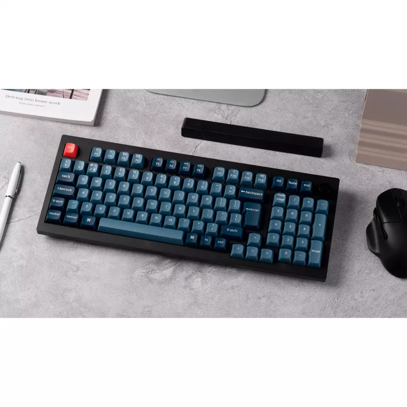 V5 Max, žaidimų klaviatūra juoda/mėlynai pilka, DE išdėstymas, Gateron Jupiter Banana, Hot-Swap, RGB