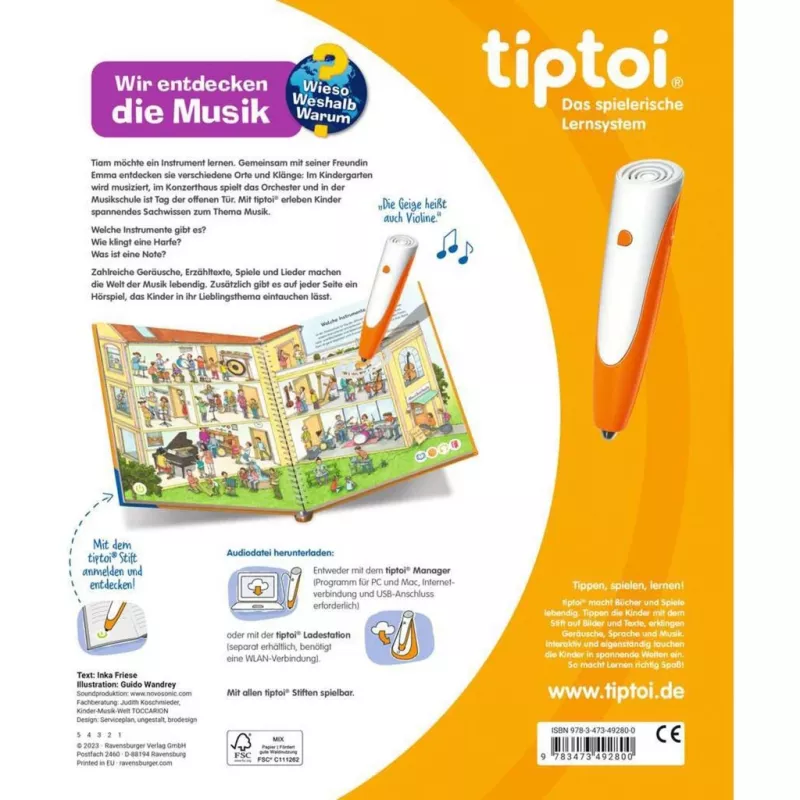 tiptoi Kodėl? Kaip? Kam? Atrandame muziką, Mokomoji knyga