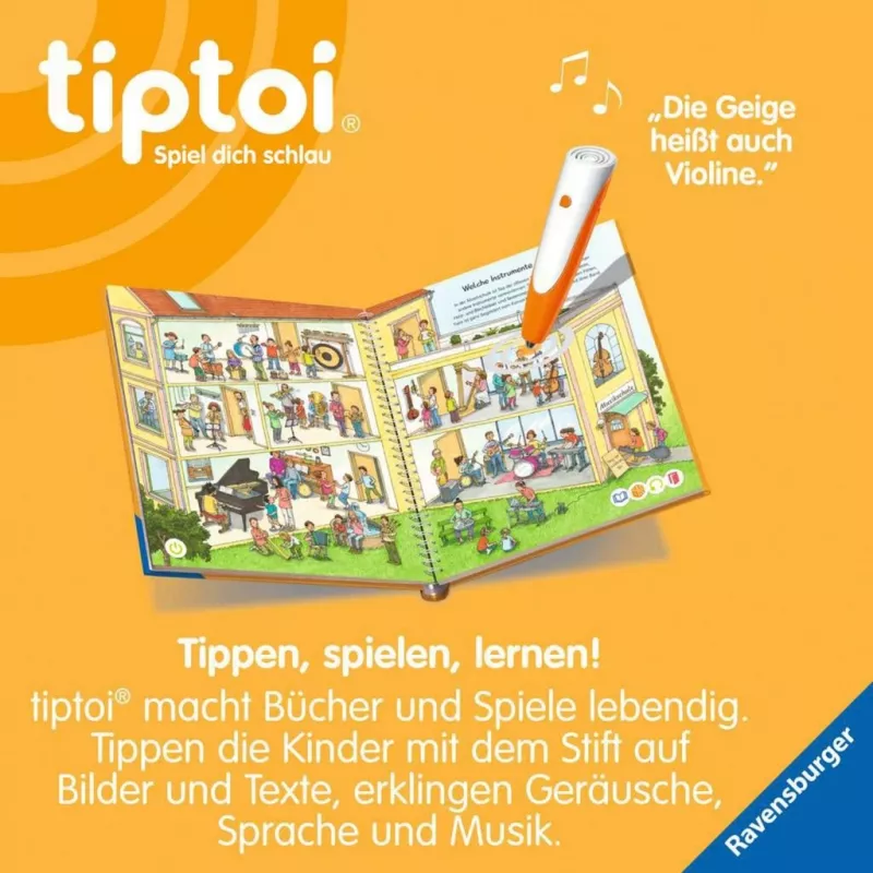 tiptoi Kodėl? Kaip? Kam? Atrandame muziką, Mokomoji knyga