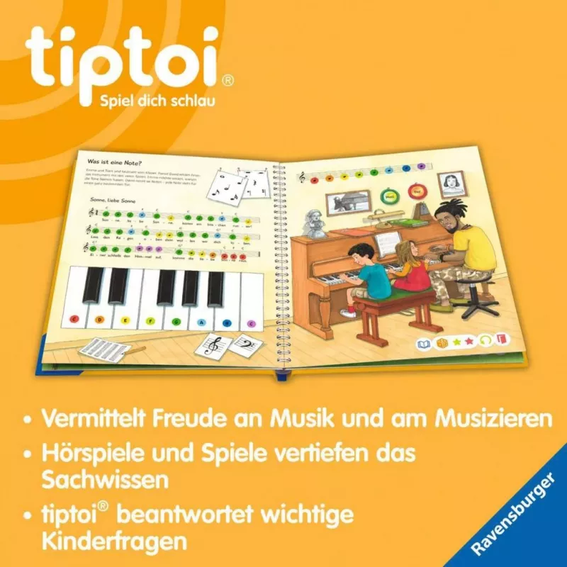 tiptoi Kodėl? Kaip? Kam? Atrandame muziką, Mokomoji knyga